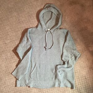Aerie Hooded pullover Sweater, pouch pocket,waffle knit, oversized,light green,M